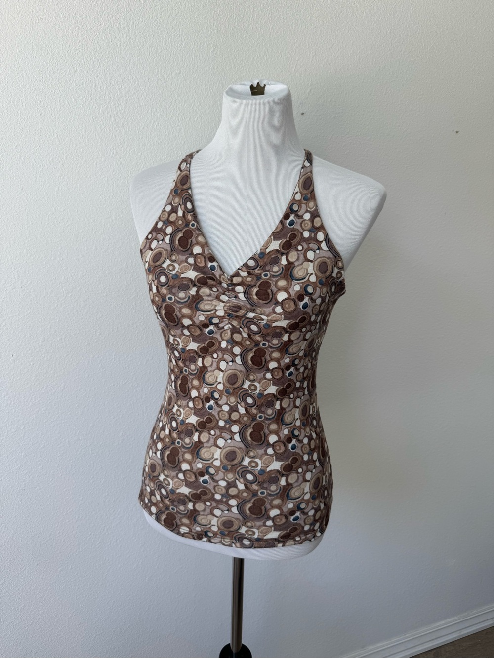 prAna Brown/Yellow Halter Neck Tank Top